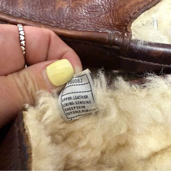 Ugg Ascot Slippers Men's Sz 8 Brown Leather Shearling Slip On Casual Shoe - Picture 8 of 10